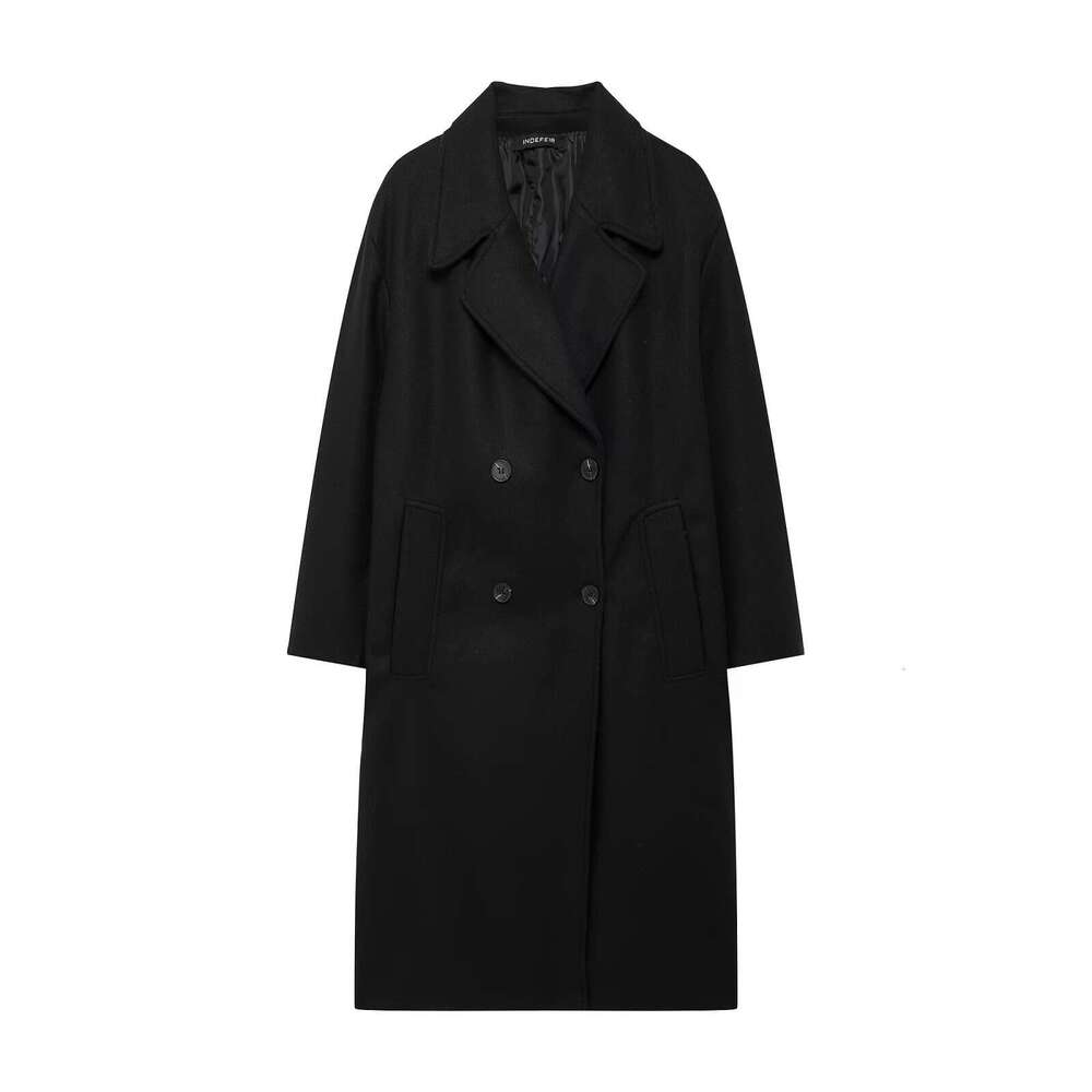 TRAFZA Autumn Winter New Women's Streetwear Warm Double-Sided High-End Light Luxury Trench Coat Jacket B5