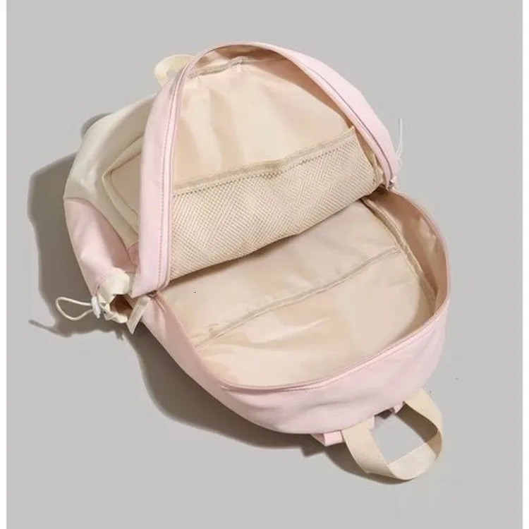 Patchwork Contrast Color Preppy Zipper Backpack Sweet Y2k Aesthetic Chic Fashion Backpacks High-capacity Casual Schoolbags Women 250723