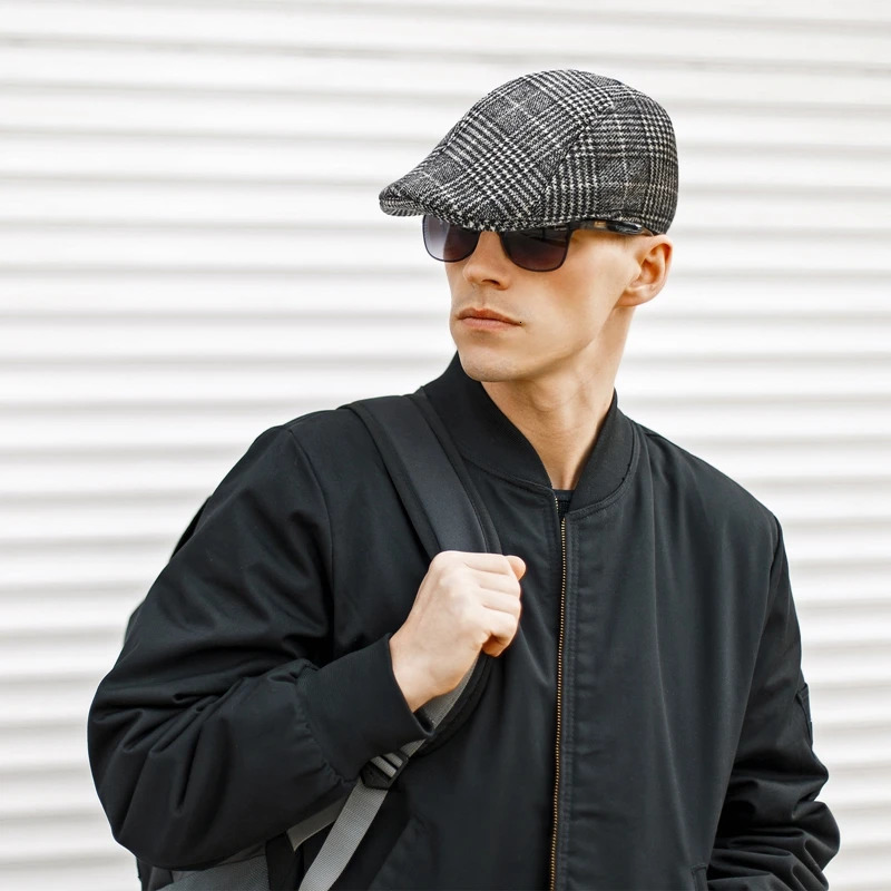 Mens Casual Berets Hat Autumn Winter Retro Gentleman sboy Hat Plaid Checked Hat Unisex Octagonal Hat Driving Cabbie Wool Cap 250723