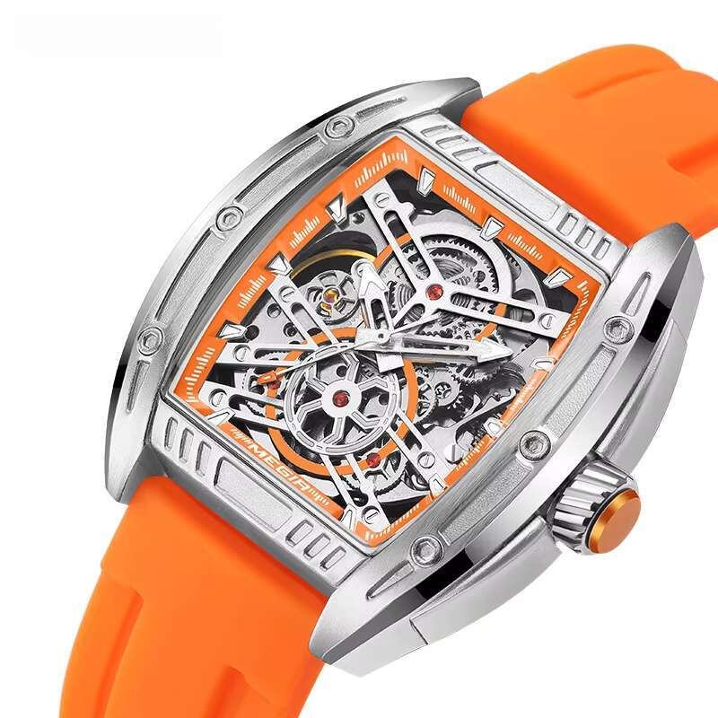 DHwatches MEGIR Men's Watch - Automatic Skeleton, Luminous, 30M Waterproof, Silicone Strap, Business Mechanical Wristwatch