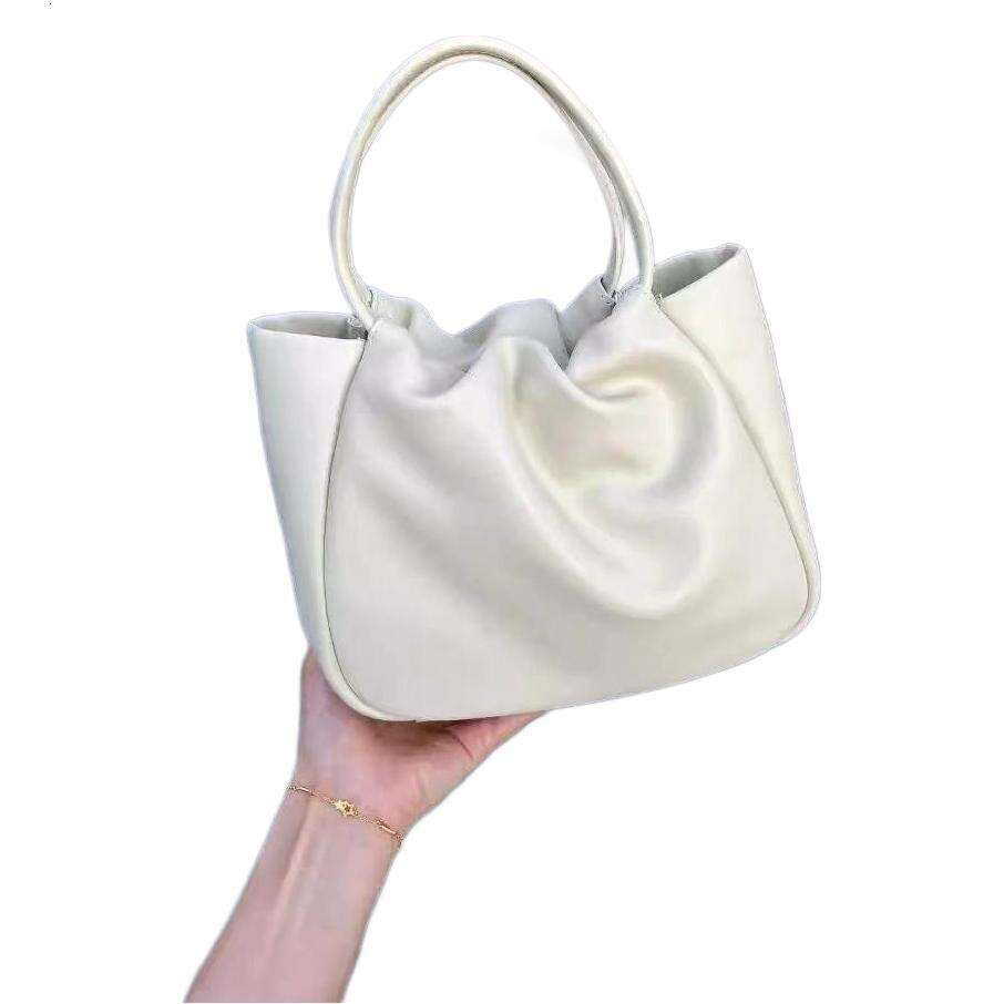 2025 New Soft Leather Cloud Pleated Small Handbag Women's Tote Basket Niche High-end Commuter Crossbody Bag