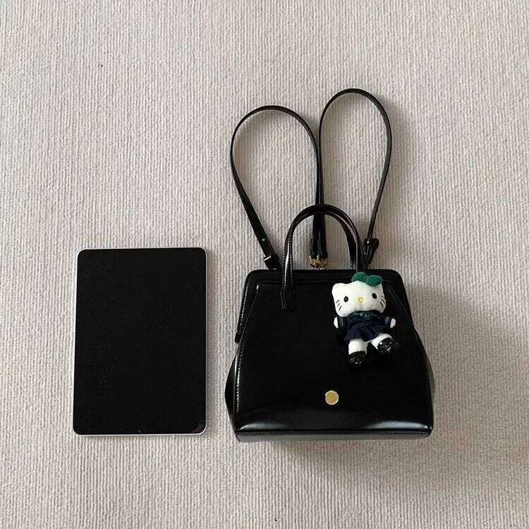 korea autumn new ins women's bag clip niche retro black tide handbag backpack women bags for students