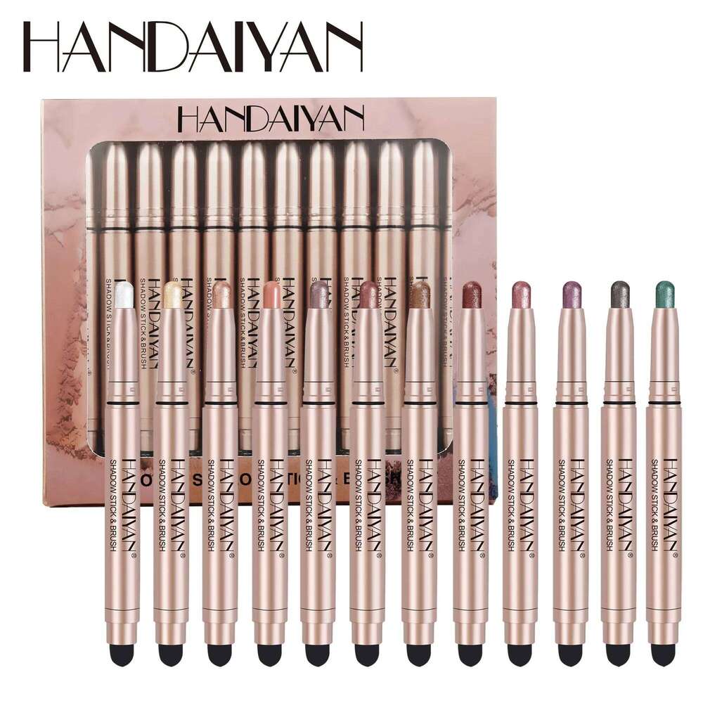 12PCS Eye Shadow Stick Pearlesent Silkworm Double Head Glitter Shimmer Matte Eyeshadow Pencil Set Waterproof Highlighter Makeup X2507