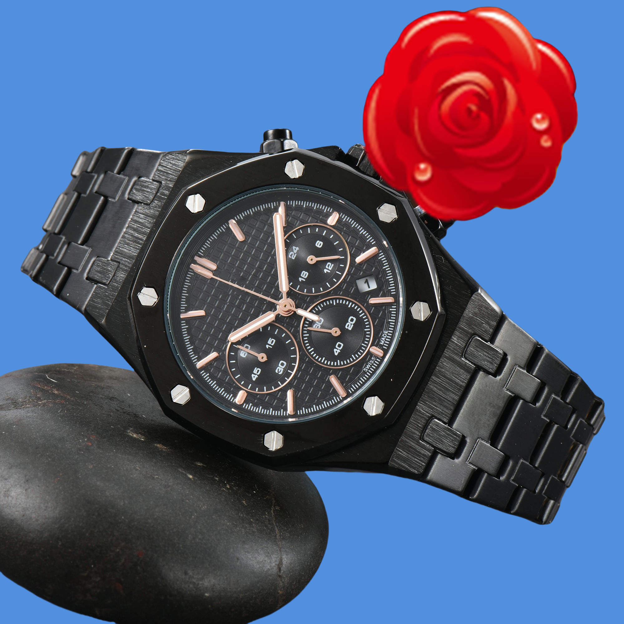 New APity ROYALity OAKity Fashion watch Mens Automatic Quartz Movement High Quality Wristwatches Hour Hand Display Metal Strap Simple Luxury Popular Watches #361