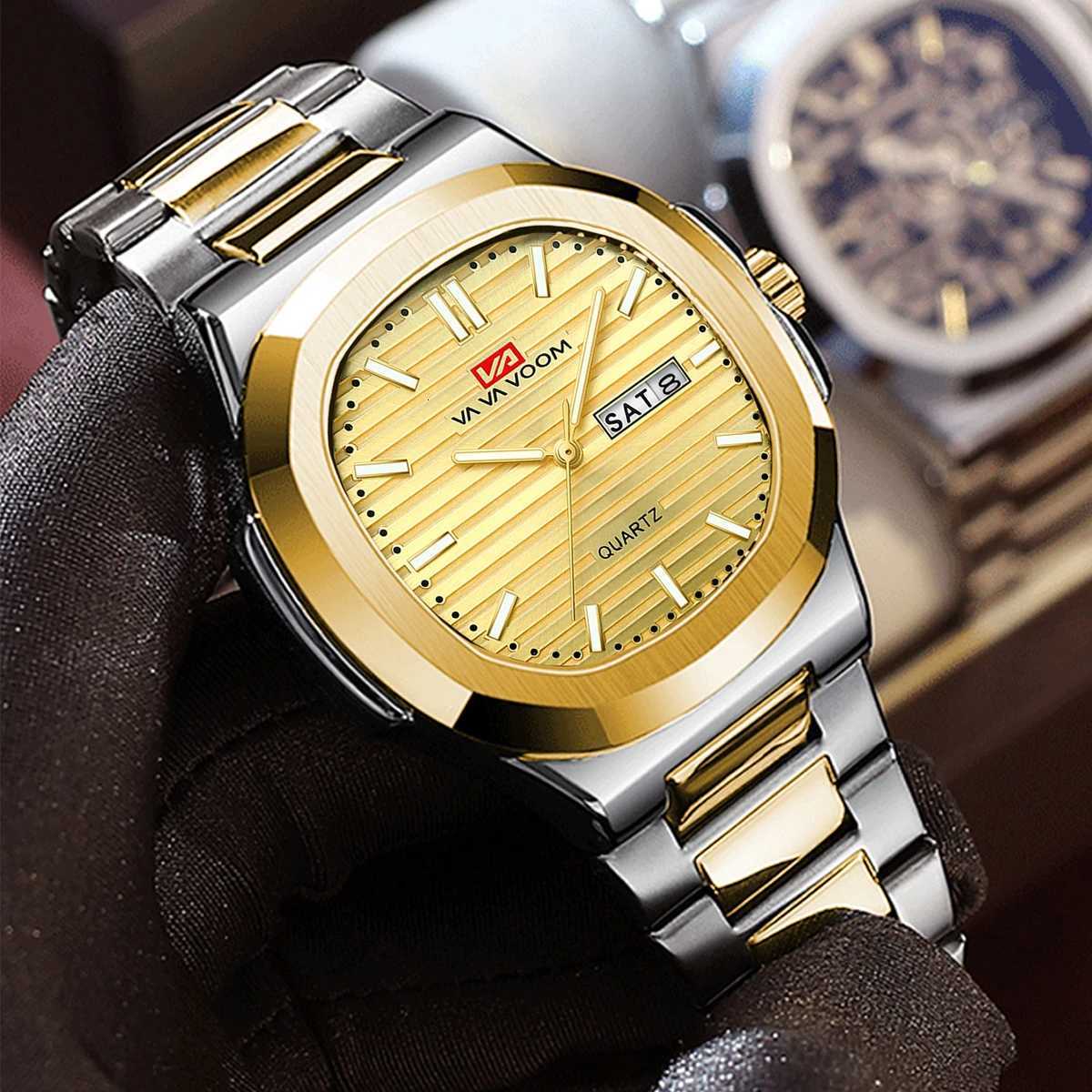 Luxury Men Watch Top Brand Classic Business Style Stainless Steel Dual Calendar Quartz Movement Wrist Watch for Men Mens Watch W250724