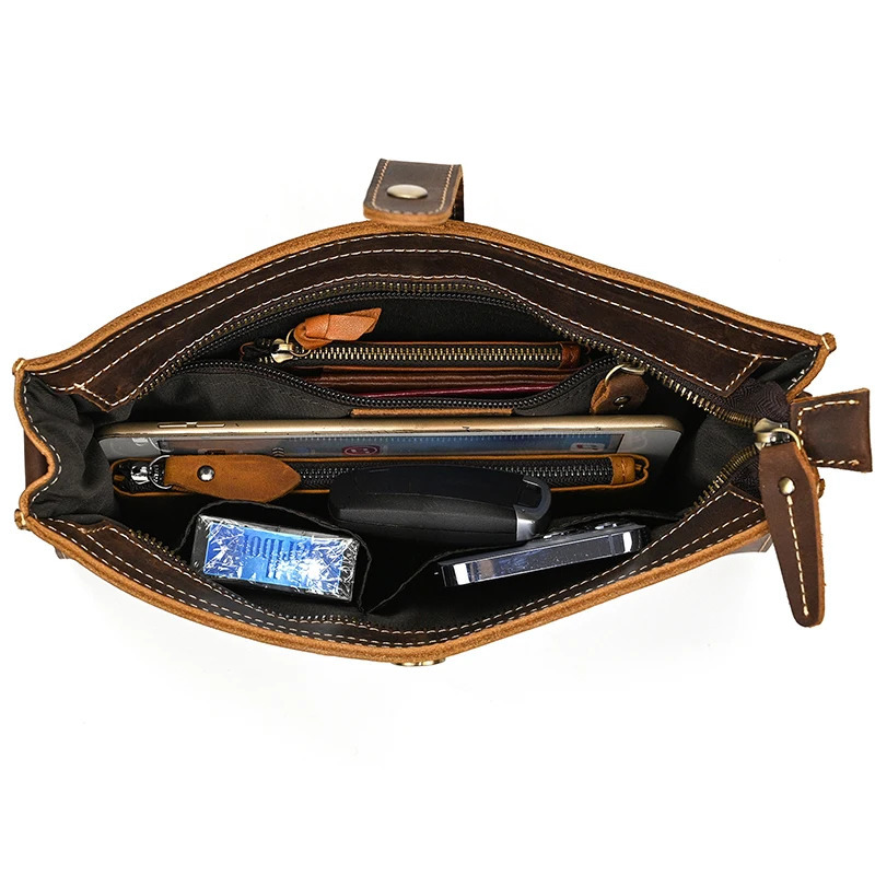 100% Genuine Leather Clutch Bag With Wrist Band 7.9 Ipad Iphone Clutches For Male Men Hand Bag Real Cowskin Mini Shoulder Bag 250723