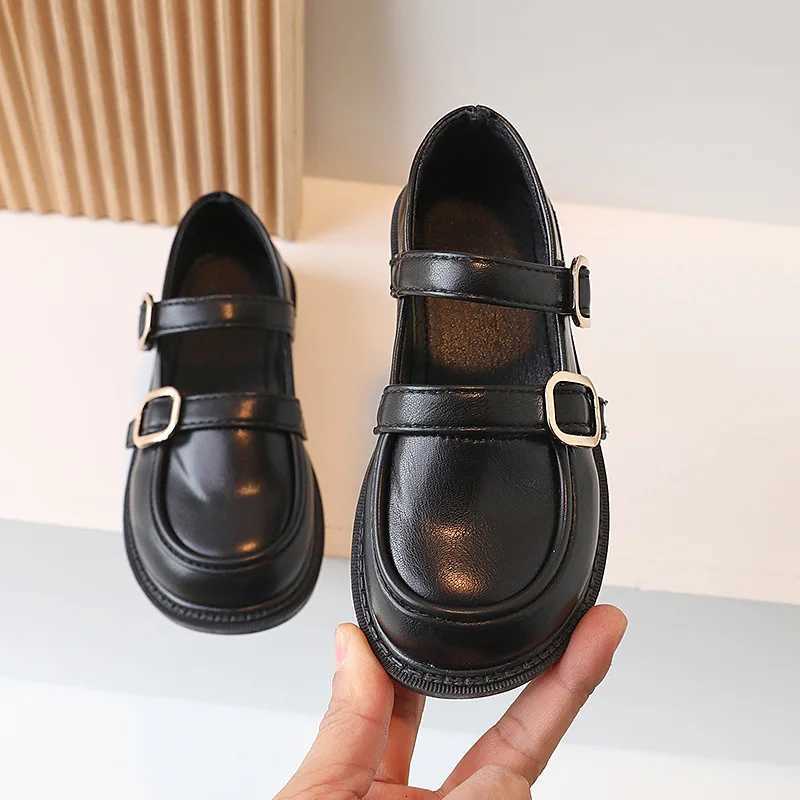2024 Spring Children Leather Shoes Brown Black White Toddler Girls Flat Shoes Retro Color Elegant Kids School Shoes Girl H07191 XJ250724