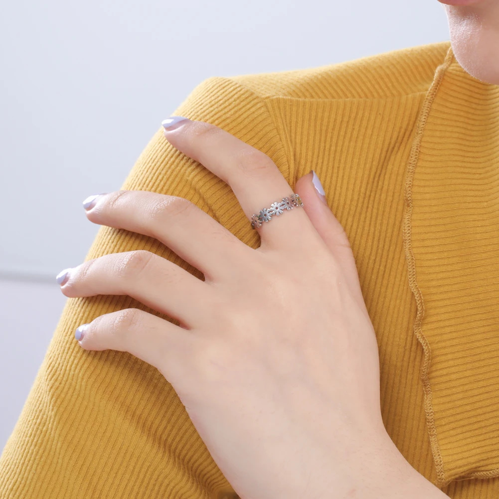Stainless Steel Womens Ring Simple Heart Butterfly Moon Phase Geometric Finger Rings Wedding Gift for Lover Wholesale 250704
