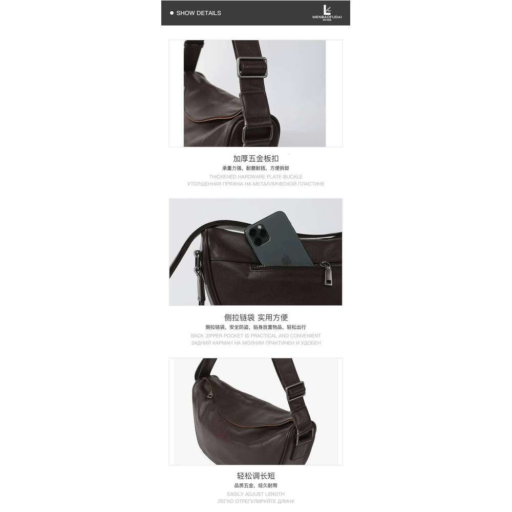 High Quality Genuine Leather Crossbody Handbag For Women, Large Capacity Shoulder Bag, Cowhide Retro Fashion Saddle Bag