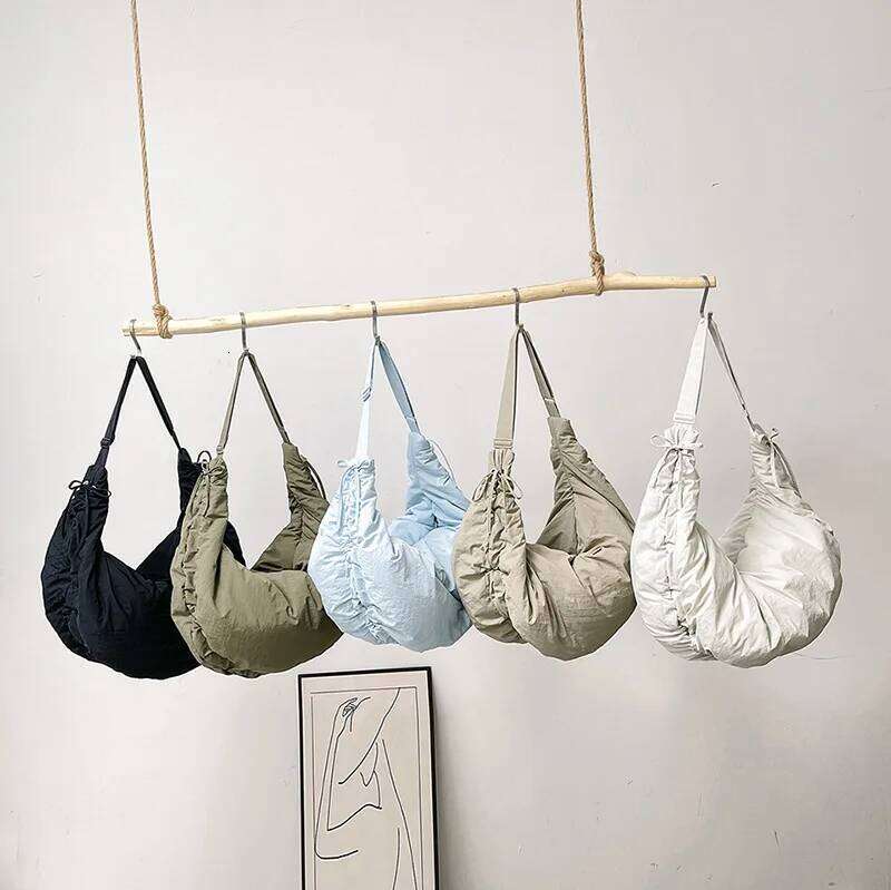 Casual Nylon Large Capacity Hobo Crossbody Bag Ruched Soft Puffer Women Shoulder Bags Padded Big Shopper Purses