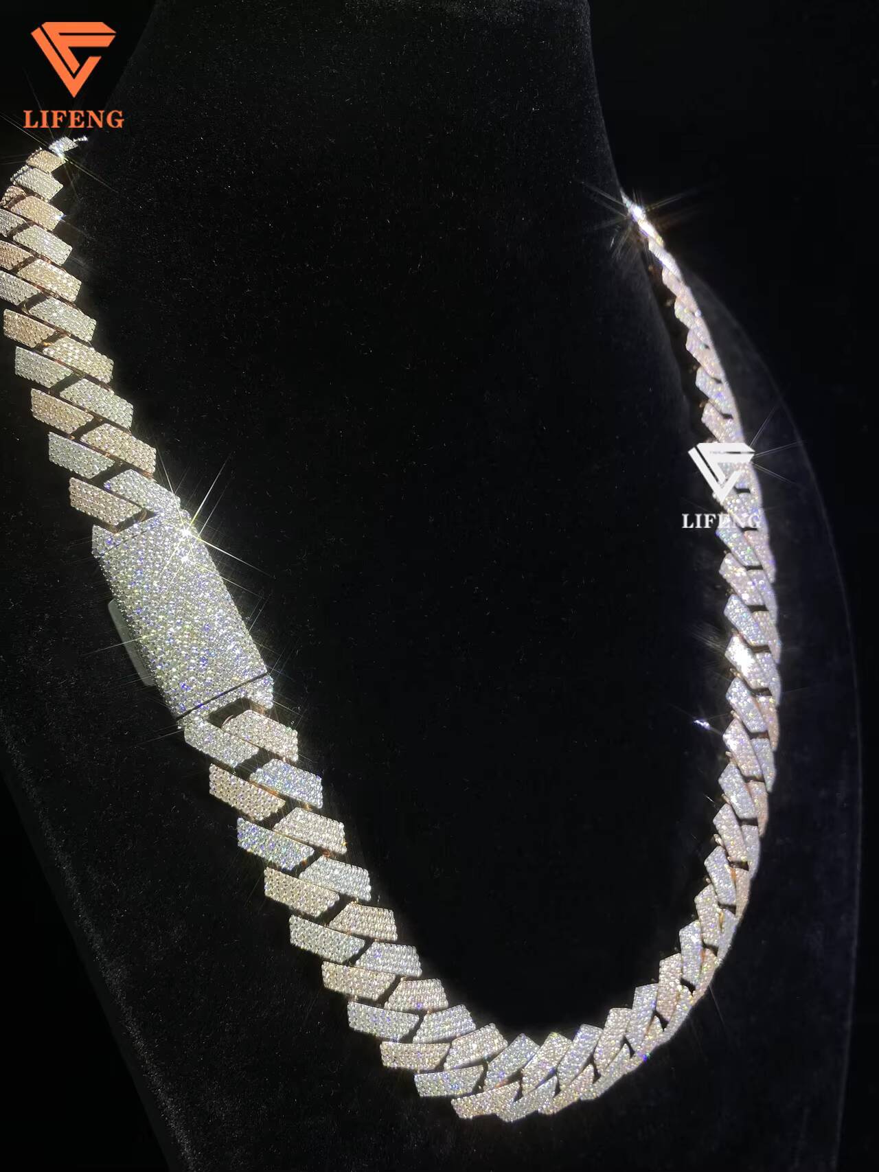 White and Rose Gold 15mm 4 Rows 925 Sliver Vvs Moissanite Cuban Chain Iced Out Jewelry Mossanitecuban Link Chain