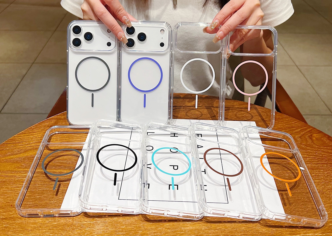 16E Magnet Wireless Charging Cases For Iphone 17 Air 16 15 Pro Max 14 Plus 13 12 11 X XR XS 8 7 Clear Hard PC Plastic Acrylic Soft TPU Magnetic Fashio