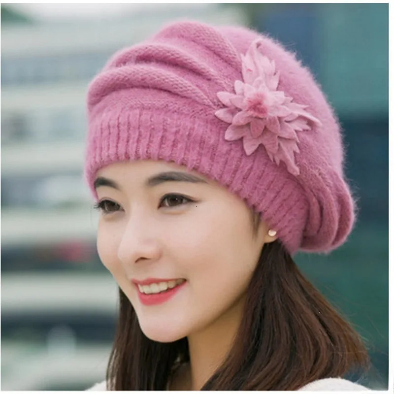 Autumn and Winter Hats Foreign Style Rabbit Hair Wool Beret Middle-aged Mothers Plush and Thickened Ear Protection Bonnets 250722