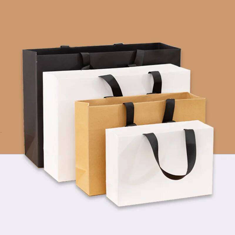 10pcs Paper Custom Clothing Store Handbag Printed Gift Cosmetic Shirt Jacket Product Packaging Bag