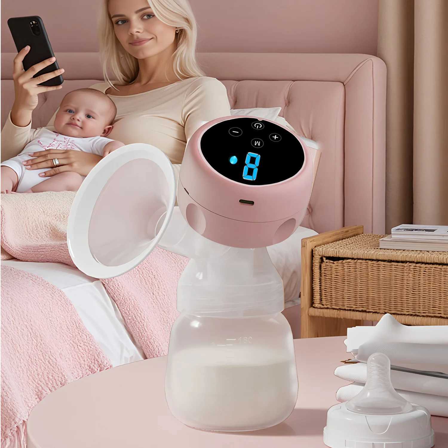 Electric Breast Pump Intelligent Integrated High Suction Breast Pump Breast Milk Postpartum Portable Painless USB Rechargeable X250724