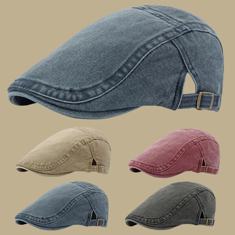 sboy Cap British-style Painters Hat Vintage Cotton Beret Unisex Adjustable Flat Visor Cap Retro Sun Protection Forward Hat 250723