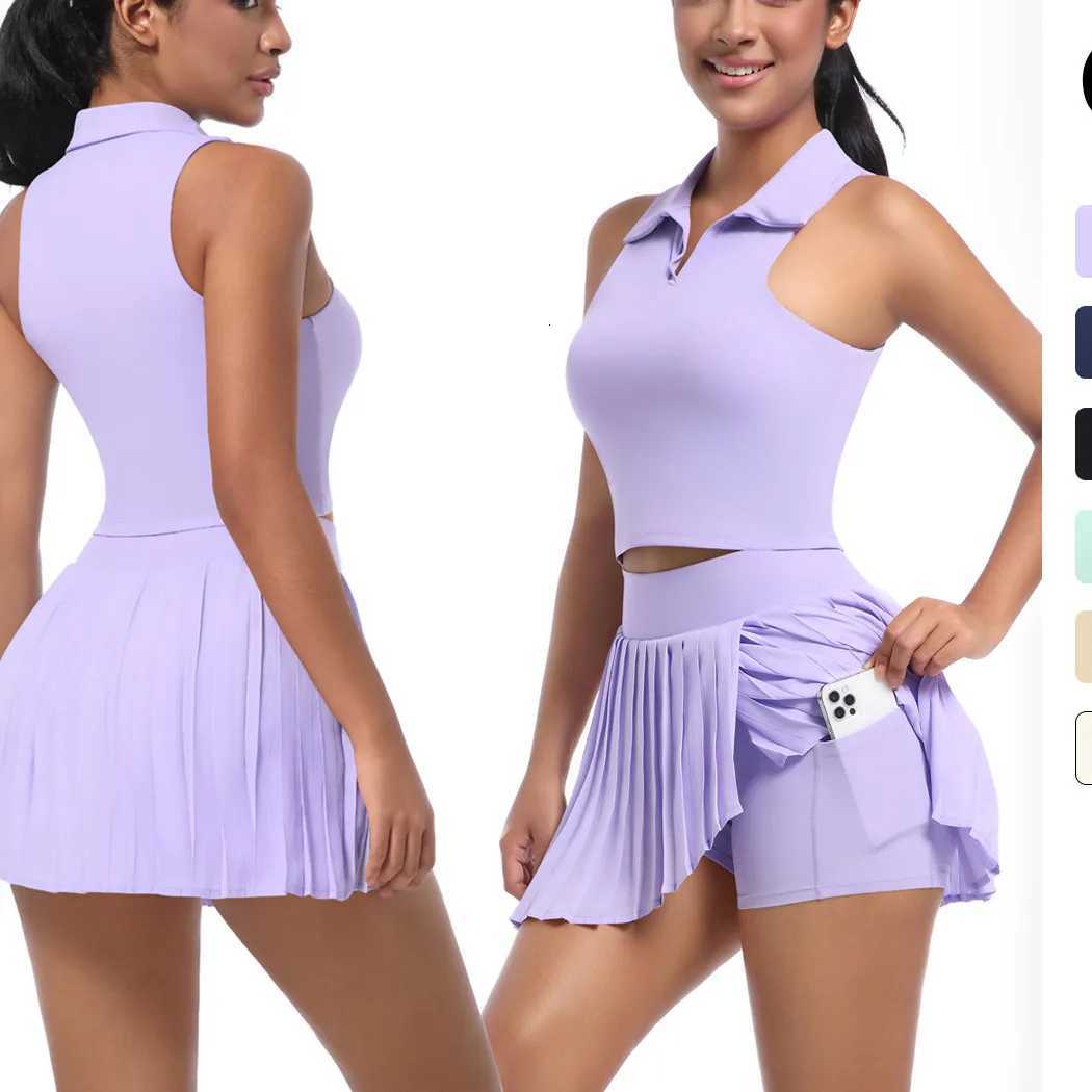 Pocket Anti Shorts Women Chiffon Pleated Tennis Skirt Athletic Yoga Skirts High Waist Golf Skorts Workout Sports Skirts XJ250724