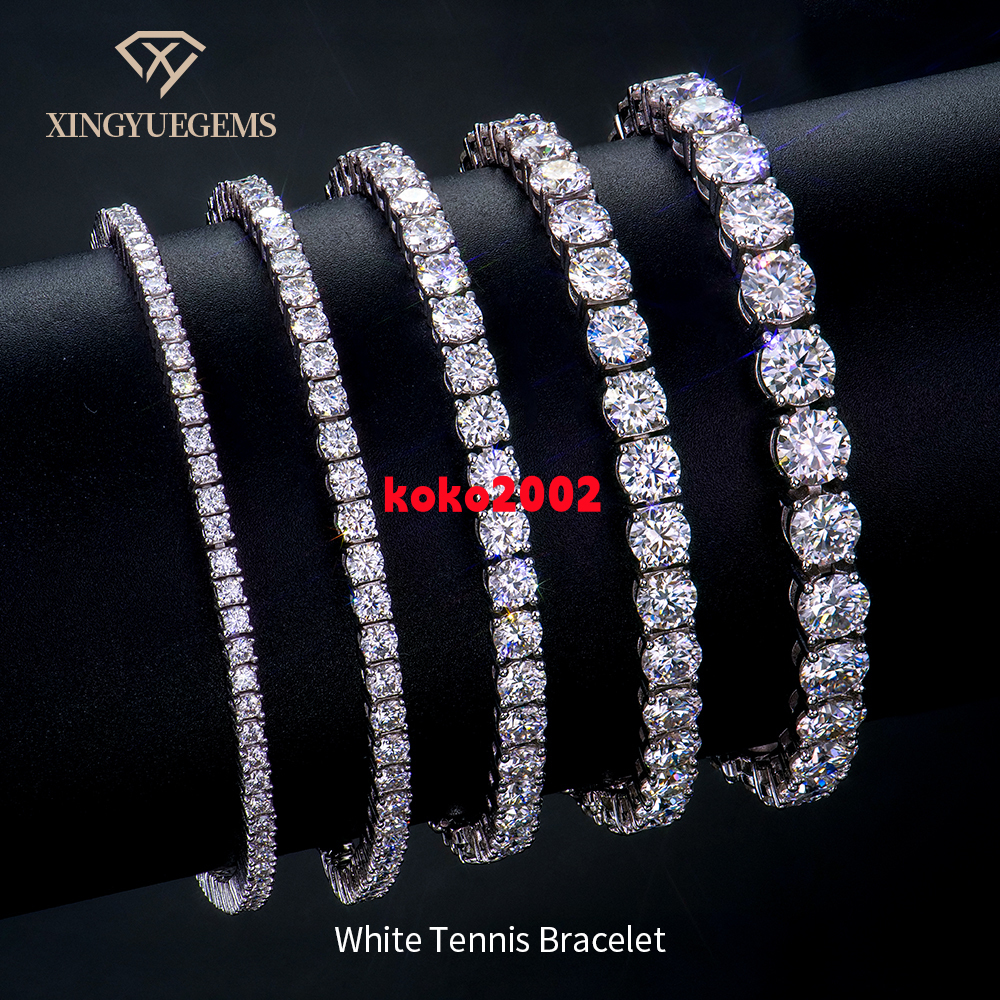 Wholesale Mossanite Moissanite Chain Bracelet Jewelry Manufacturer 2-6mm VVS Tennis Diamond Trendy Unisex Hip Hop Men Gift