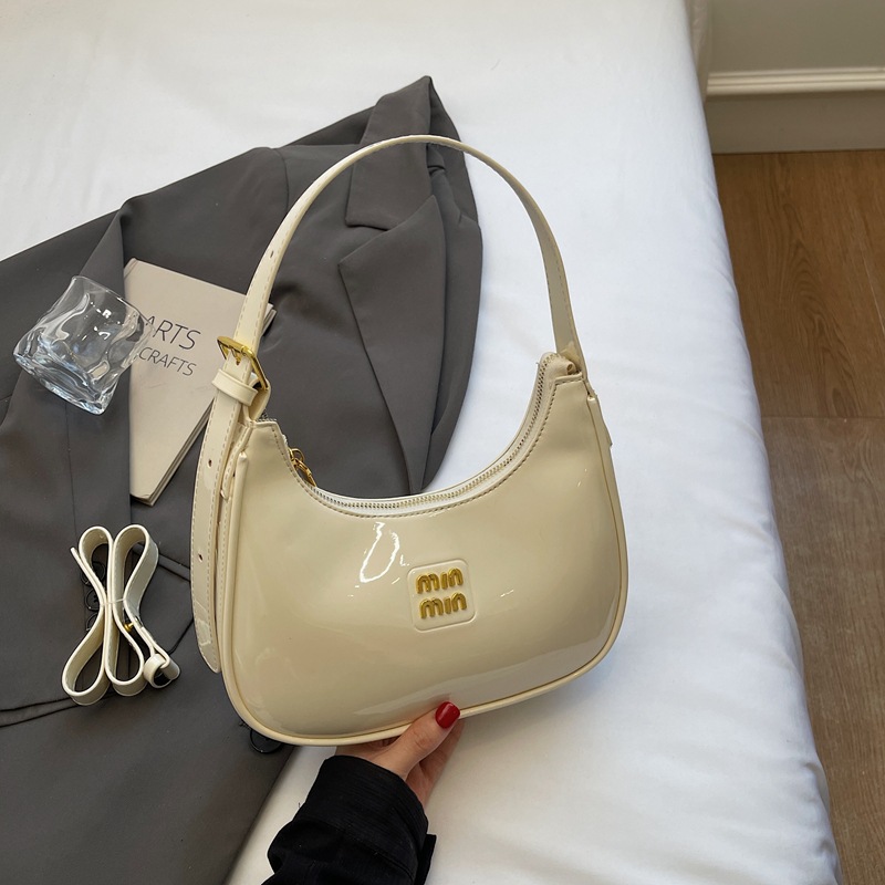 free shipping shoulder bag Handheld fashionable patent leather dumpling bag for women simple versatile armpit bag high-end single shoulder women'