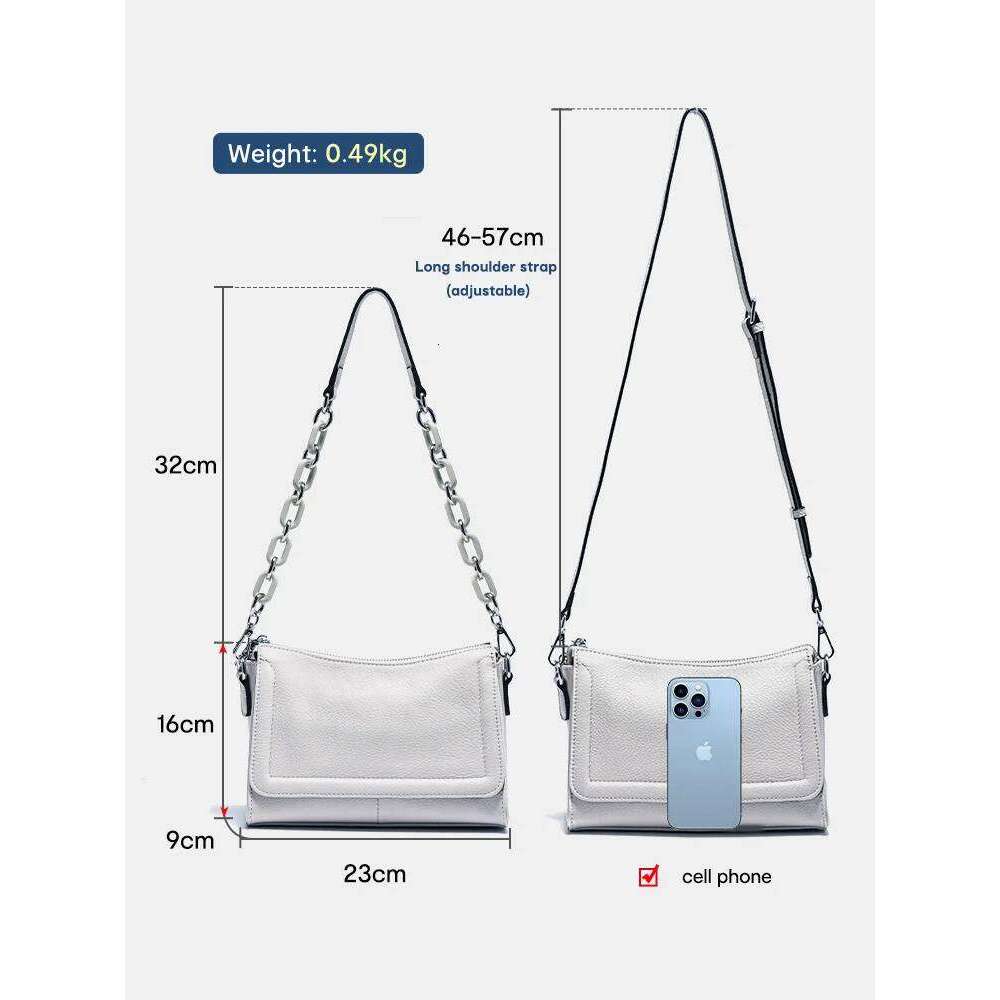 Luxury Designer Niche Zency Acrylic Chain Portable Soft Leather Top Handle Ladies Small Underarm Fashion Shoulder Crossbody Bag White