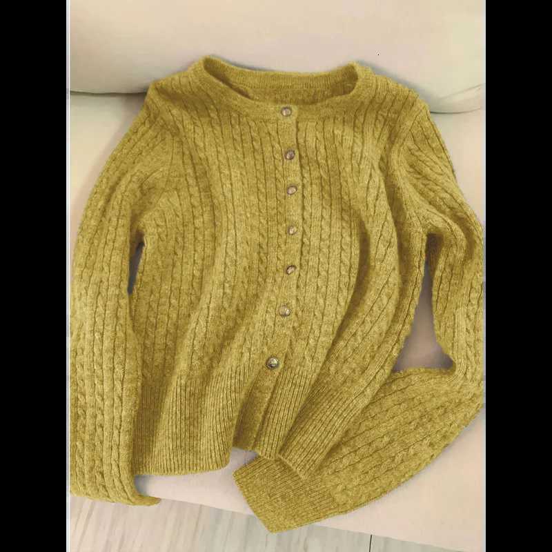 Autumn and Winter New Korean Version Solid Color Slim Fried Dough Twists Sweater Women Cardigan Long Sleeve Knitwear Women X250724