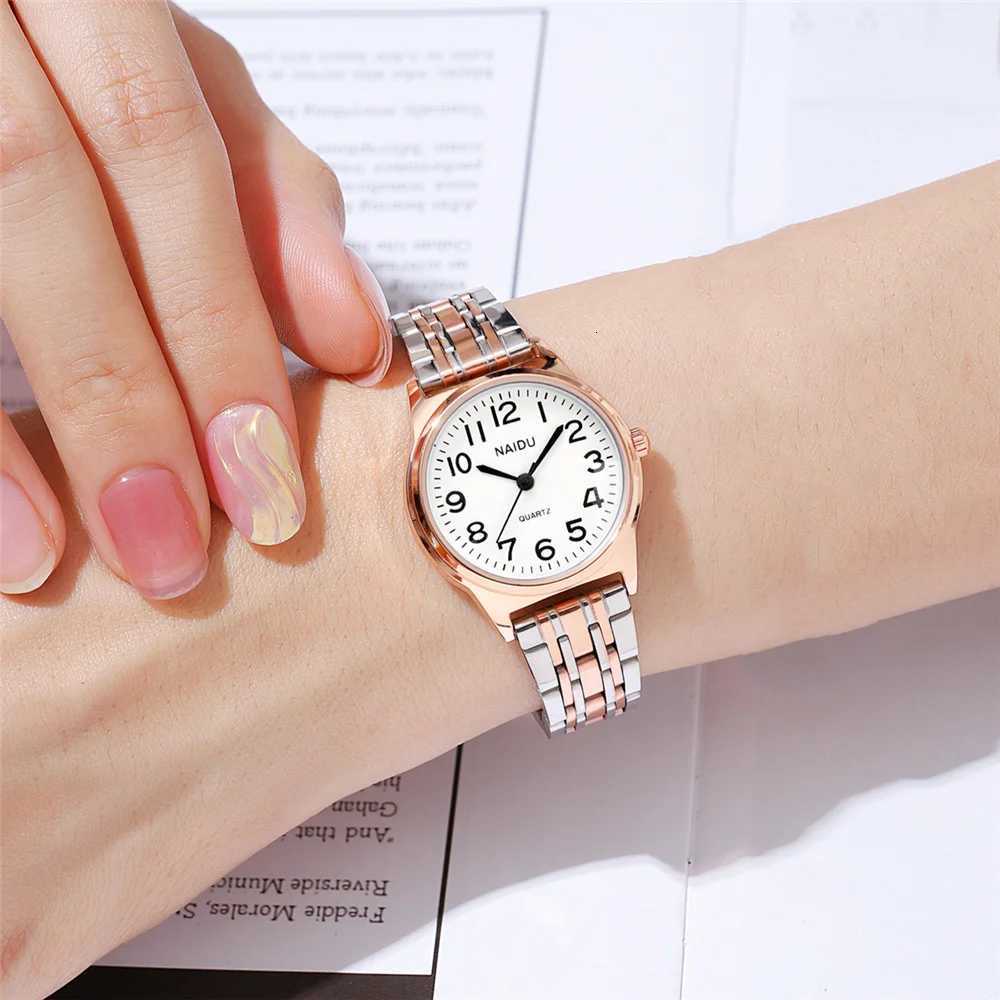 luxury small round dial women quartz steel wrist watch W250724
