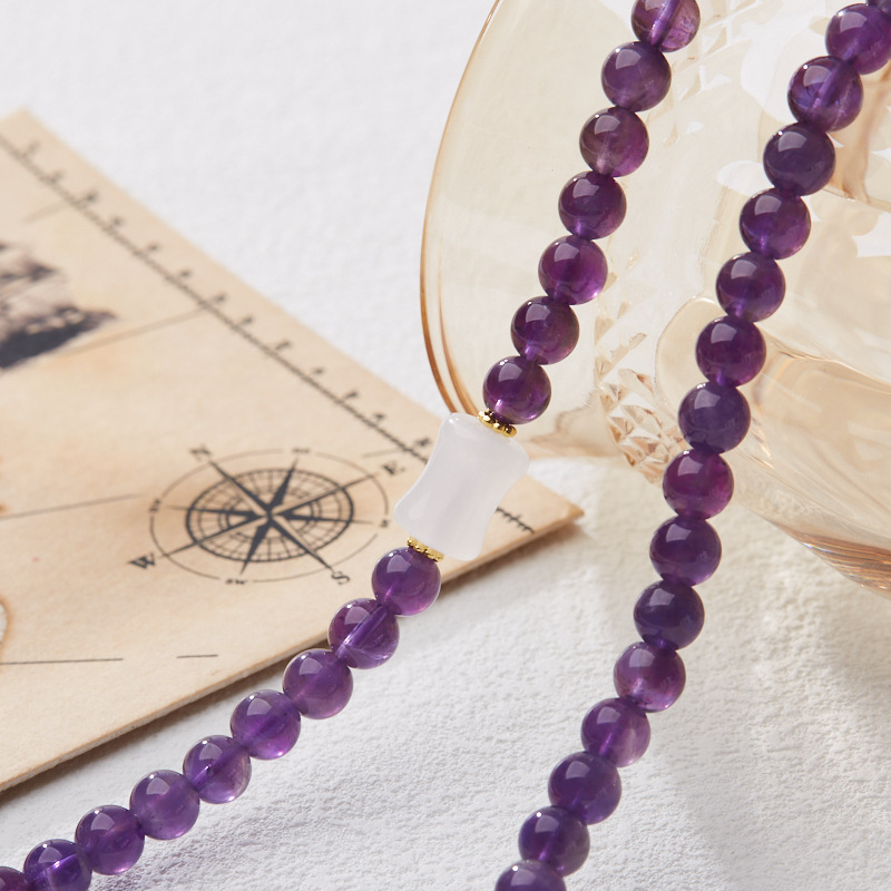 New Chinese Style Amethyst Bracelet with Coin Pendant Gourd Elegant Versatile Ideal as a Gift