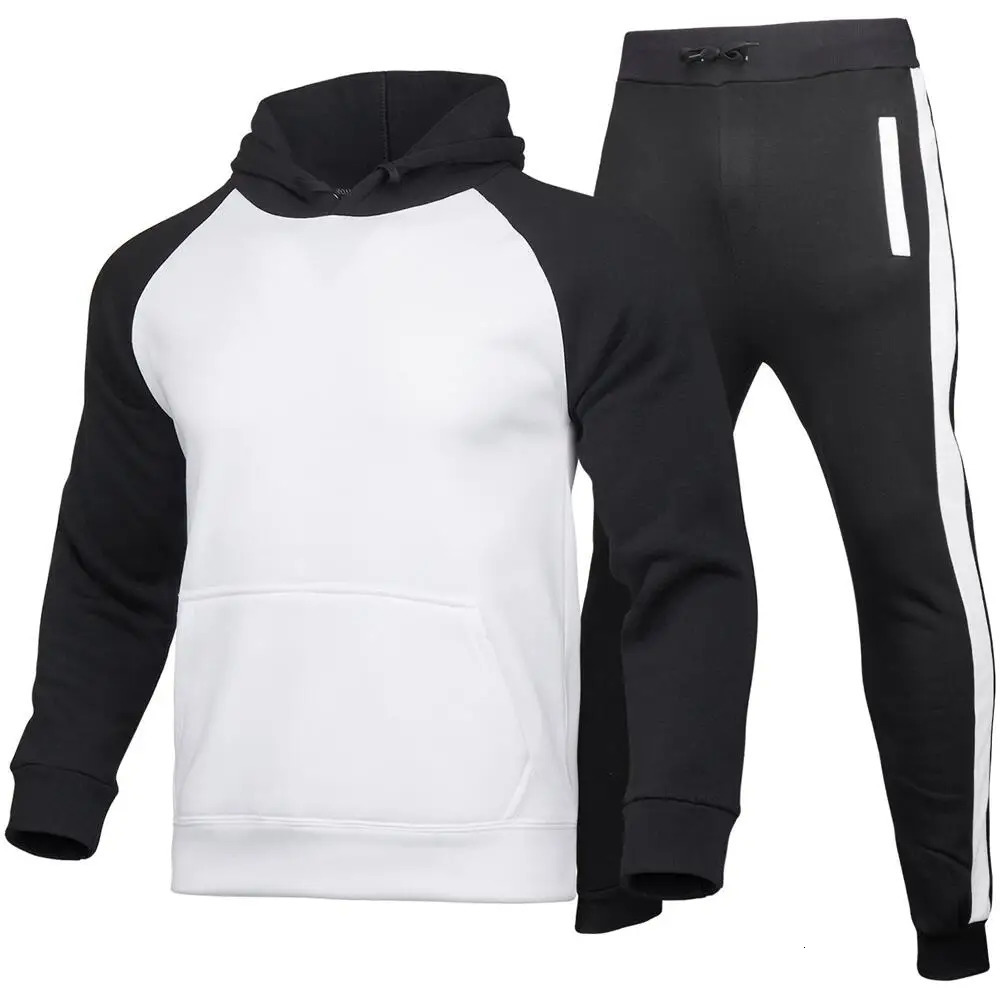 Blank Hoodies Set Men Tracksuit High Quality Fashion Graphic Outdoor Winter Warm Sweatshirtsweatpant Sportswear Male Clothing 250717