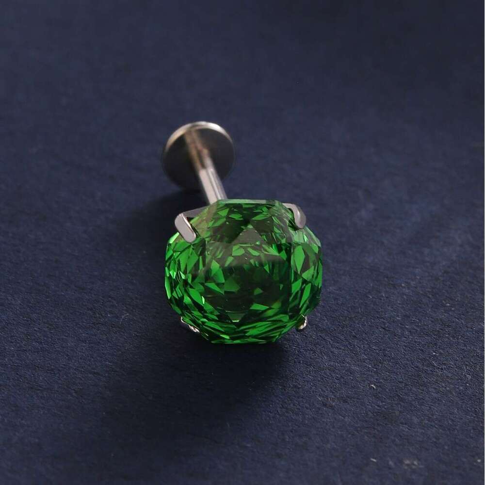 Octagonal Millennium Rose Cut Crystal Zircon Earrings for Women High-end Lip Body Piercing Jewelry Ear Bone Stud
