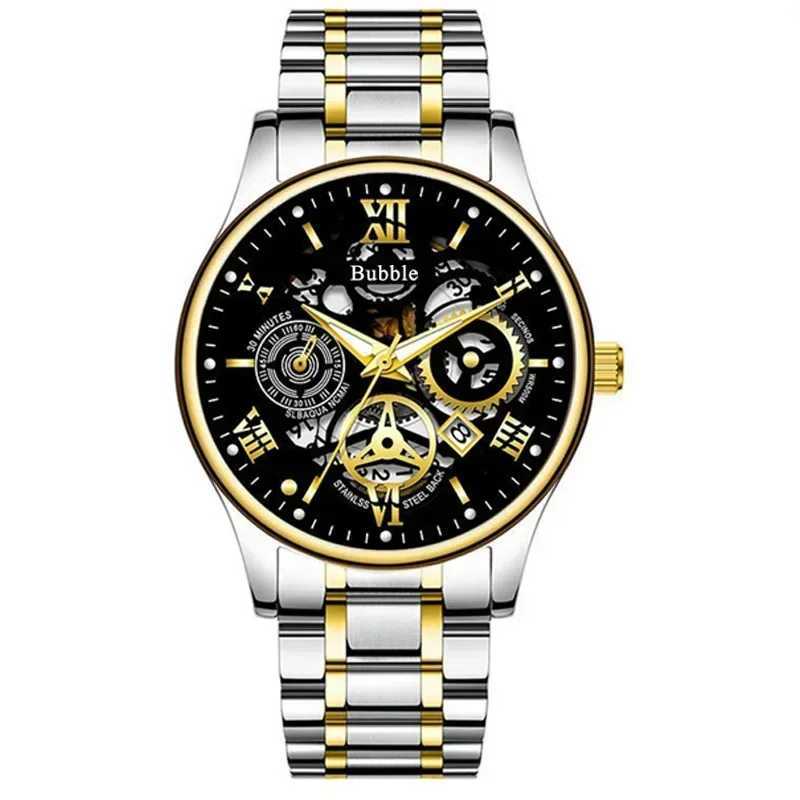 Luxury Mens Fashion Watch High-end Light Luxury Multi-functional Quartz Watch Waterproof Roman Hollow Mens Wristwatch W250724