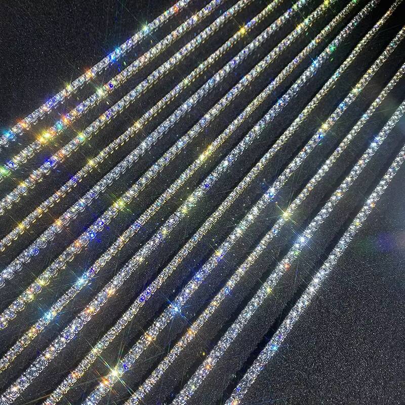 Wholesale Price in Stock 925 Sterling Silver Mossanite Tennis Chain 2mm--6.5mm VVS Diamond Necklace Moissanite Tennis Chain