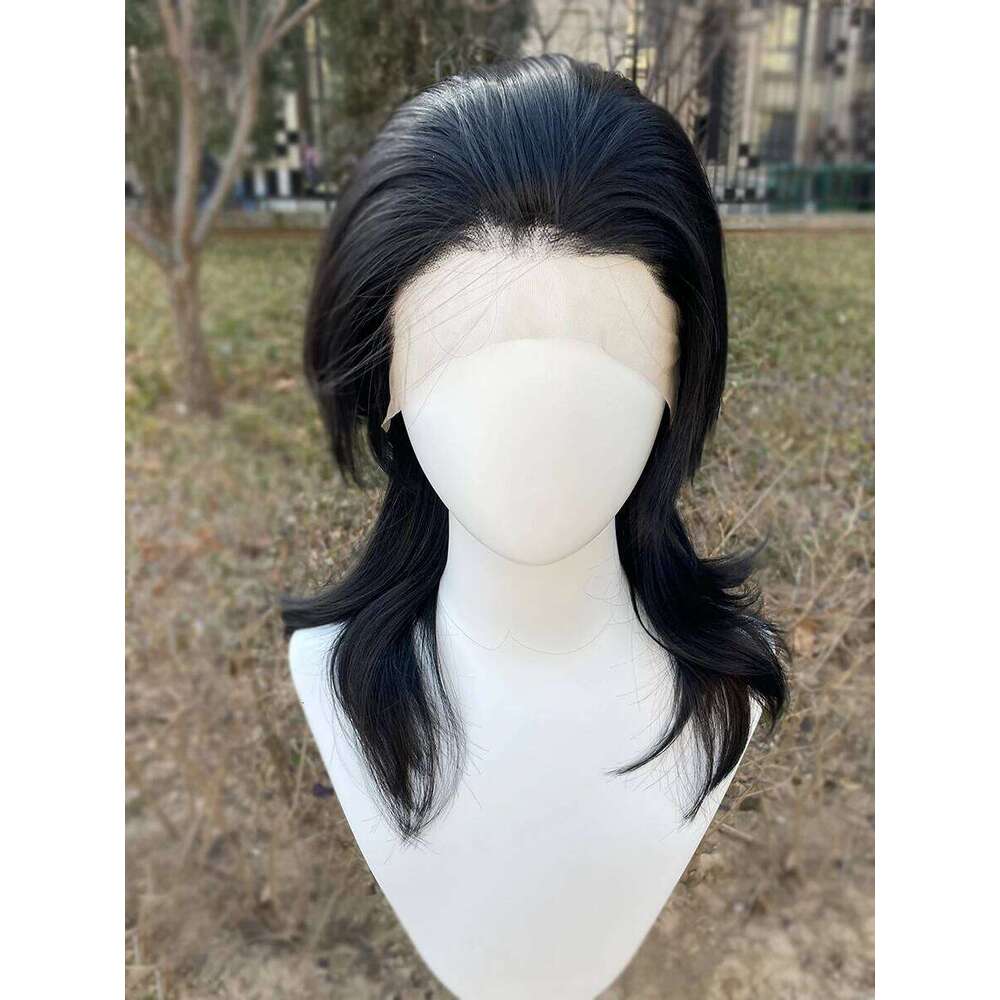 Mullet Cosplay For Black Women Rocker Men Shoulder Length Synthetic Hair 13X4 Lace Front Wigs Human Hair Glueless Natural Hairline