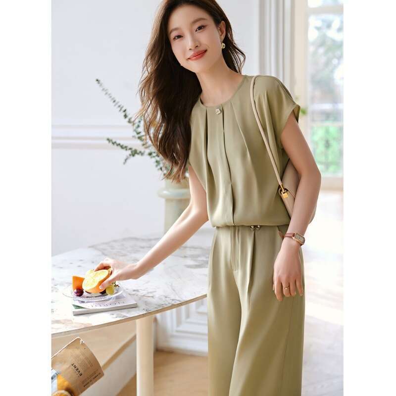 sxzy summer new simple design commuter vest for women stylish twopiece set