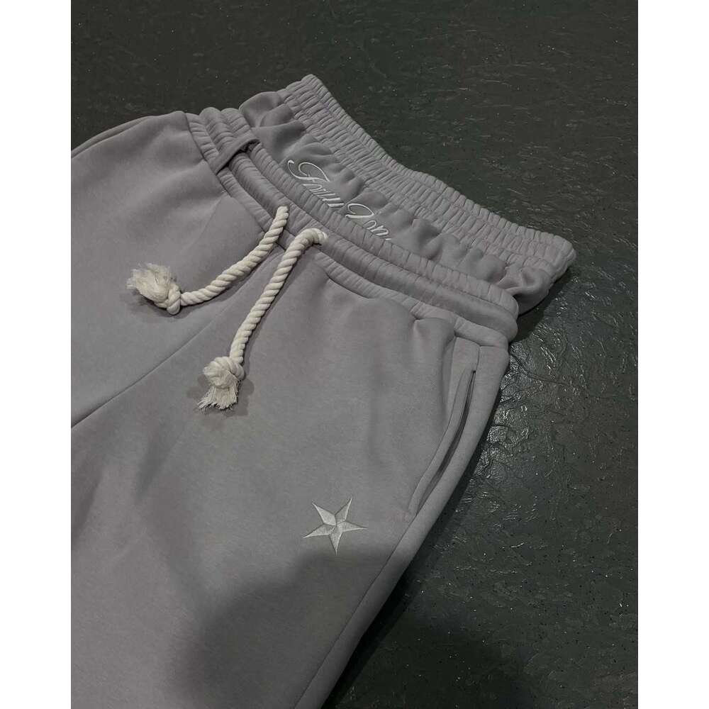 Double Waist Embroidered Sweatpants Unisex Trendy High Street Long Fake Two-Piece Loose Wide-Leg Pants