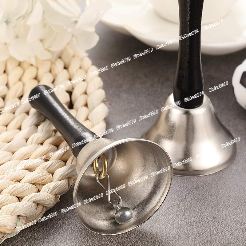 Hand Bells Steel Service Handbells Black Wooden Handle Diatonic Metal Bells Musical Percussion Christmas Decorations 12*6.5CM