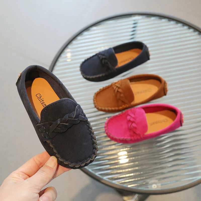 Boys Leather Shoes Fashion Kids Flats Loafers Slip-on Moccasins Classic Children Par Shoes 2024 Spring Autumn Soft Breathable XJ250724