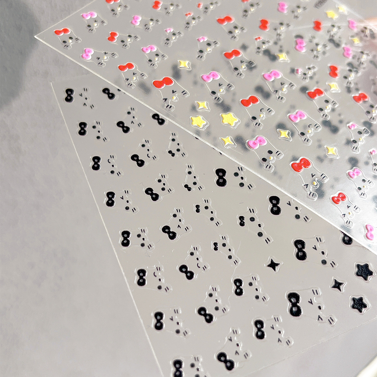 3D Simple hello Kitty Nail Sticker Decal Adhesive Slider Decoration Nail Stickers for Gel Press On Nails - Self-Adhesive Minimalist Ribbon Nail Art De