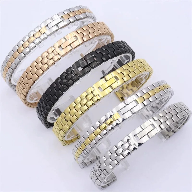 6mm 8mm 10mm 12mm 14mm 16mm For any Women Stainless Steel Watch Band Strap ceramic Watchband Rose gold Mesh belt Bracelet 250723