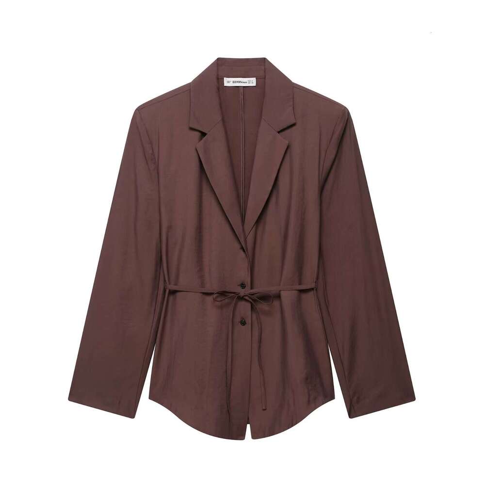 TRAFZA Style Women's Slim Blazer Tie Belt Decorated Shorts Set B5