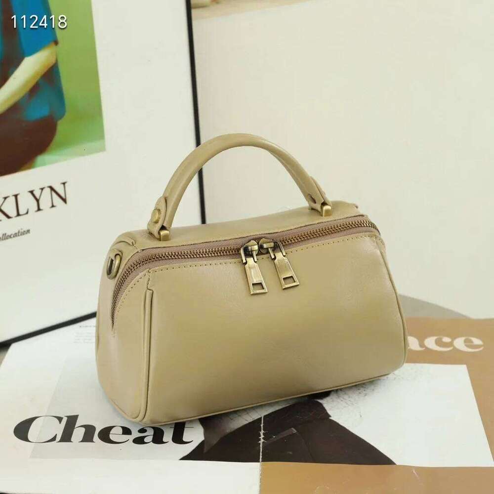 Small Real Cow Tote Women Oilwax Genuine Leather Handbag Solid Pattern Ladies Shoulder Or Crossbody Bag