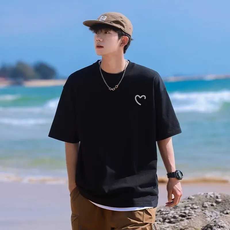 M-8XL Summer Mens Oversized T-shirt Simple Love Printed T-shirt Suitable for Both Men and Women Y250819