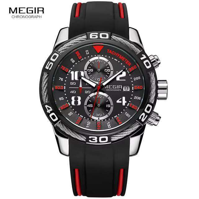 MEGIR Men's Creative Sports Watch - Chronograph, Waterproof, Luminous, Silicone Strap
