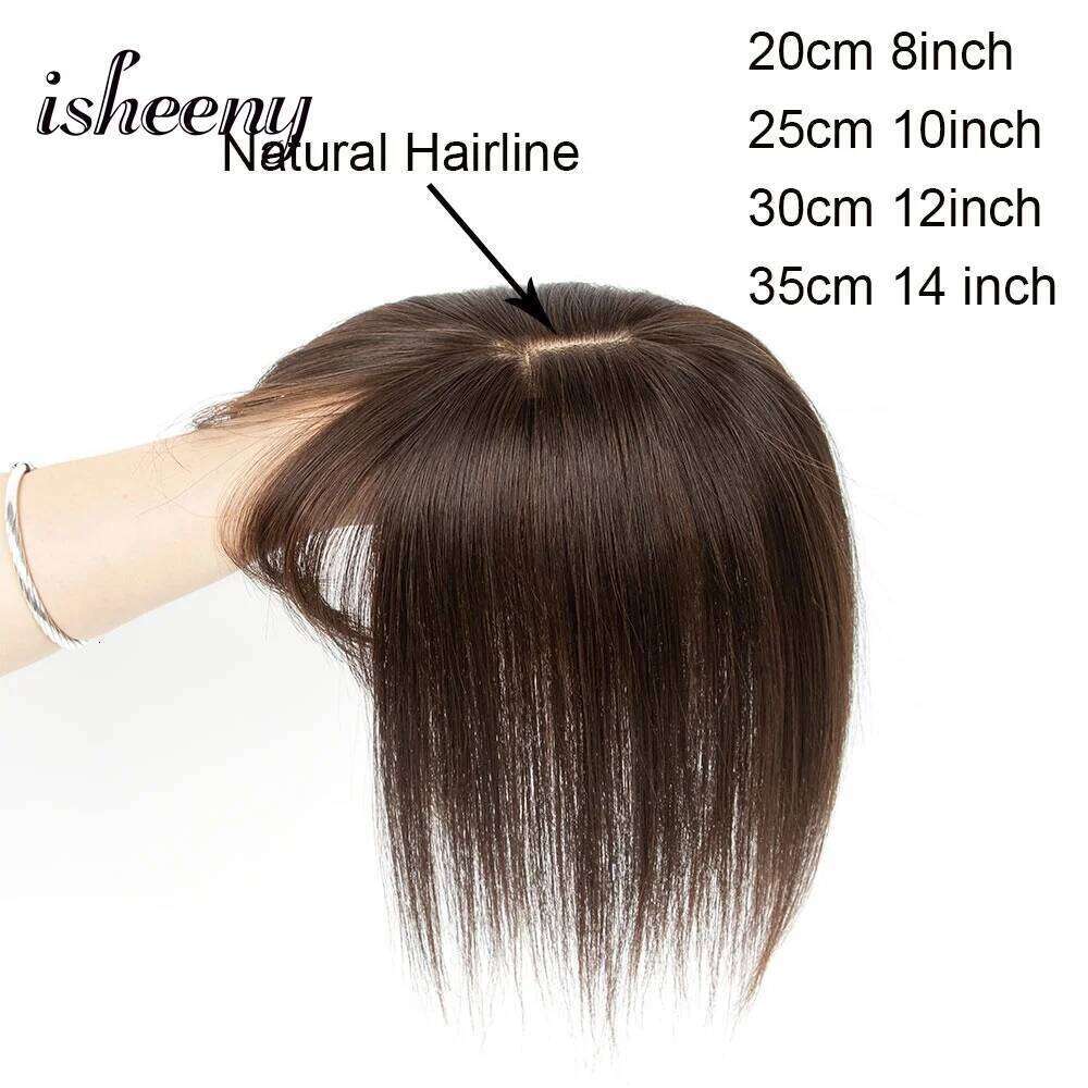 Dark Brown 20-35cm Natural Human Pieces 8x12cm Breathable Base Hair Topper Extensions For Women 10 colors Available