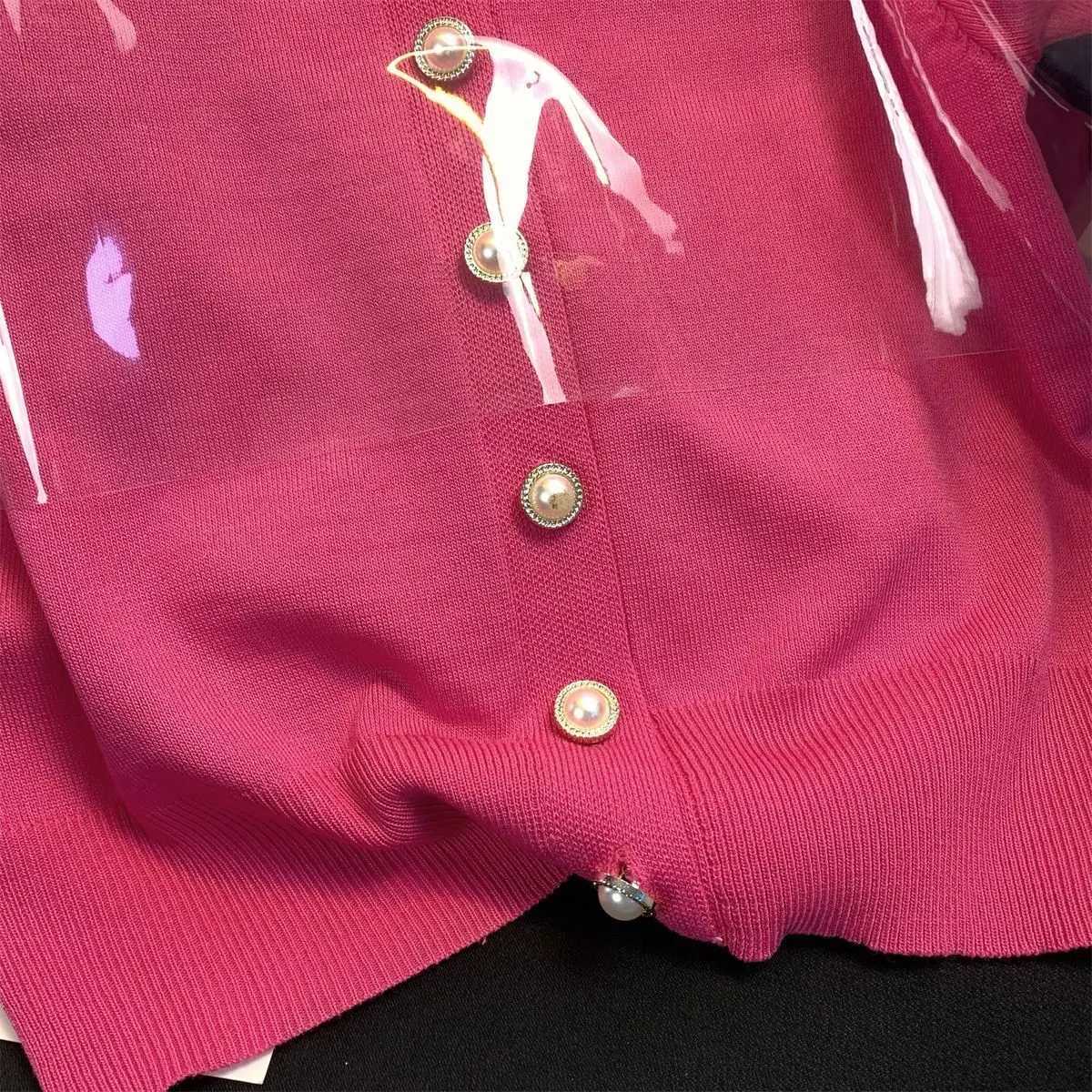 Female Casual Korean Puff Sleeve Knitting Cardigan Summer Temperament Buttons Solid Color O-neck Top Womens Simplicity Tops X250724