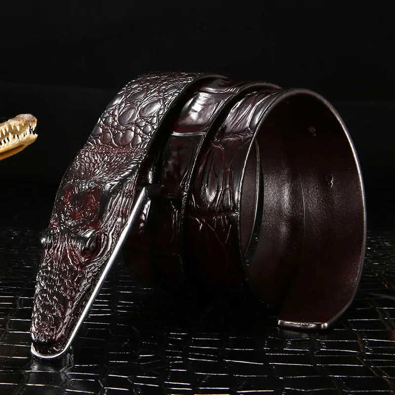 New Men Luxury Belts Snake Buckle Crocodile Pattern Genuine Leather Belts for Men High Quality Vintage Brand Jeans Strap ZD2110 U250724