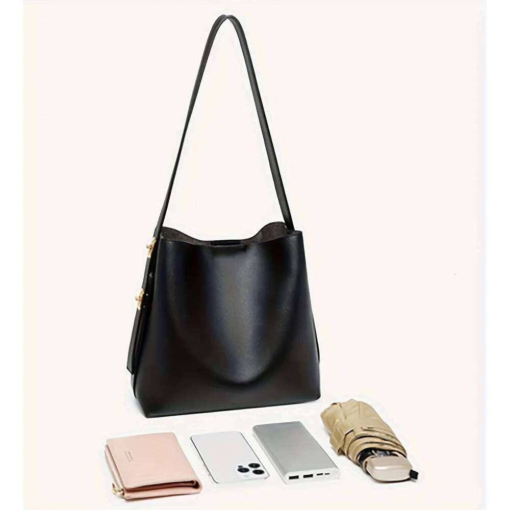 Fashionable and minimalist bucket large capacity commuting shoulder bag, crossbody bag