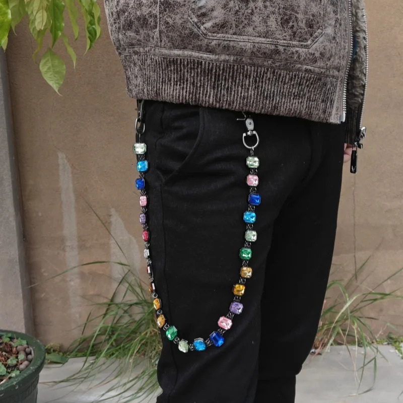 Colour Agate Crystal Pants Chain Men And Women Ones Waist Accessories Gothic Ethnic Style Y2K KeyChain Wholesaler 250722