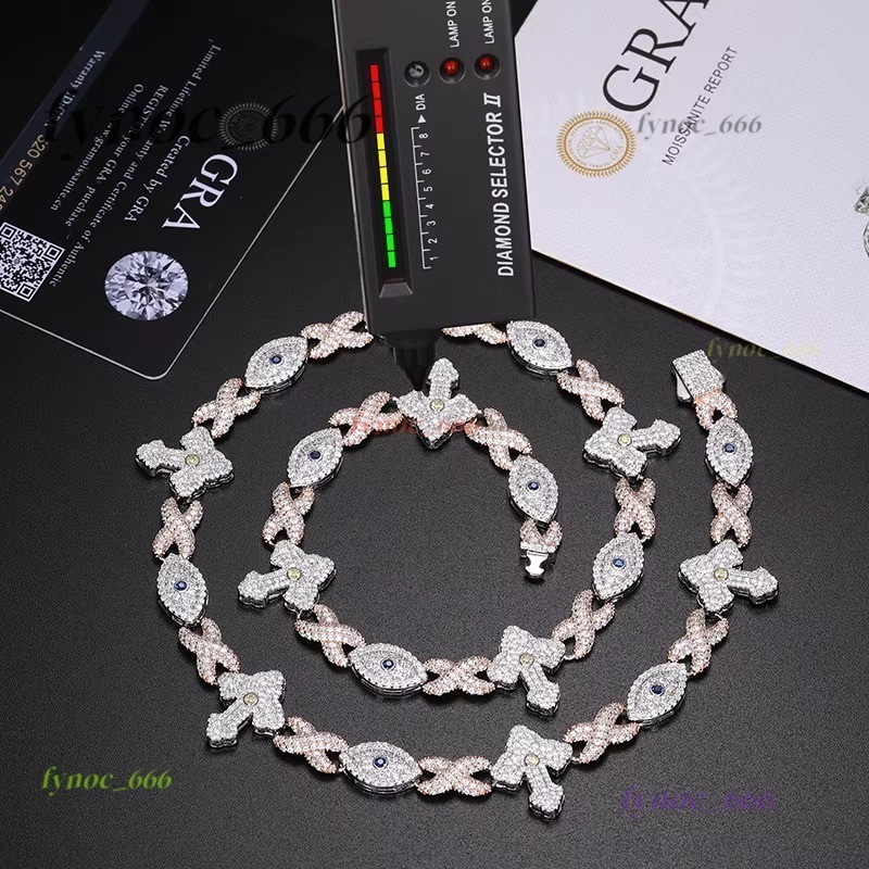 Unisex luxury Moissanite VVS1 Necklace Chain 925 Silver For Women Iced Out Chain Link Necklace Fine Hip Hop Jewelry