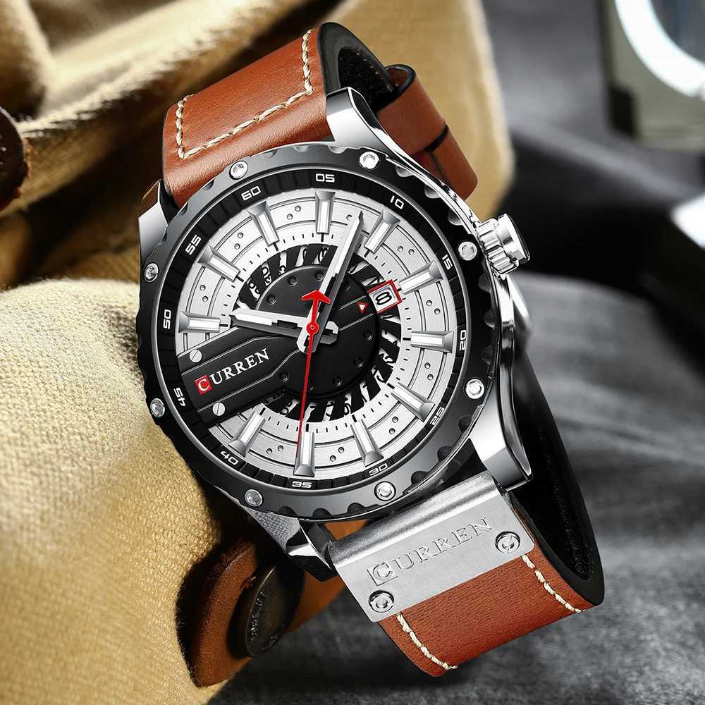 CURREN Watches Top Brand Fashion Leather Wristwatch Casual Quartz Mens Watch with Box New Chic Clock Luminous Hands W250724