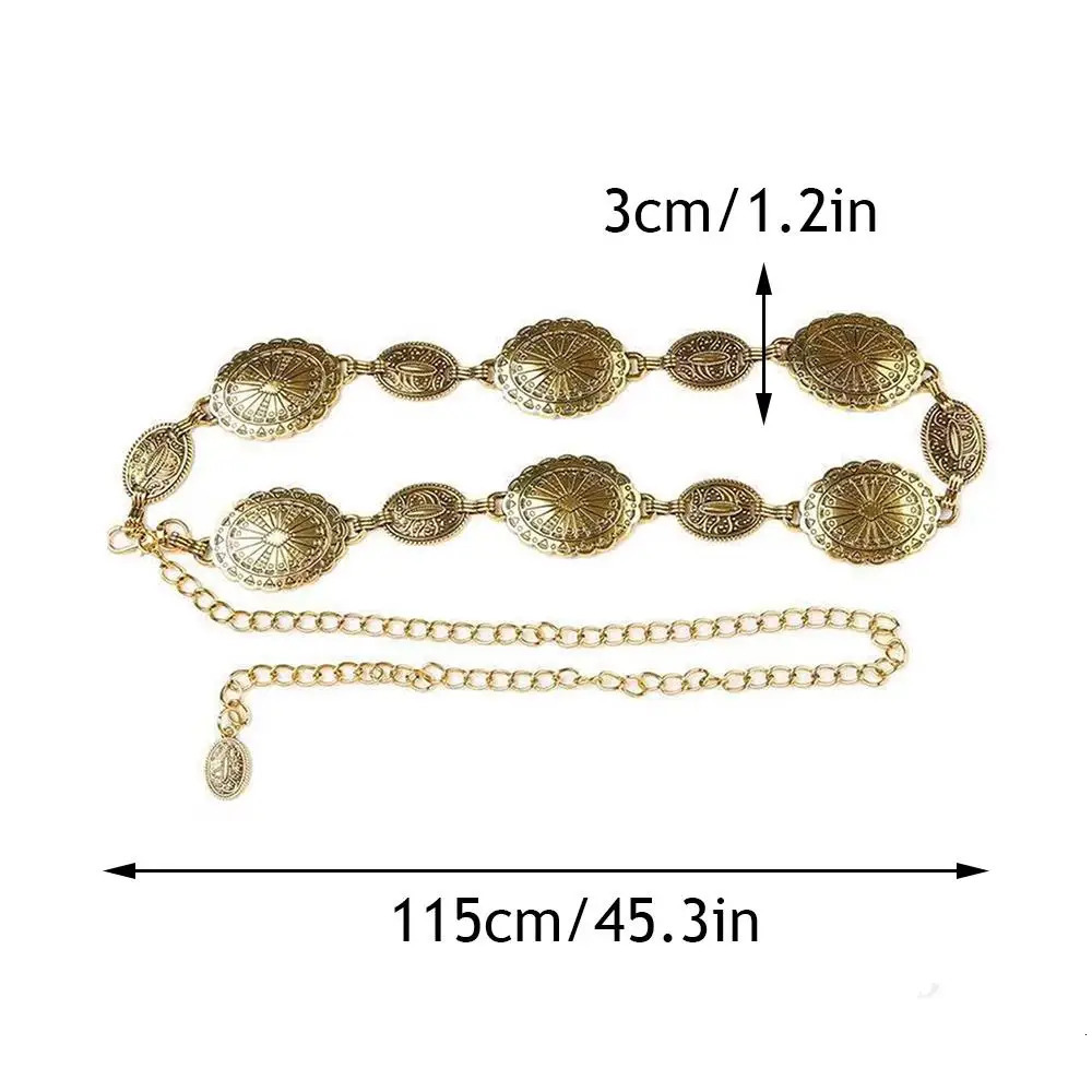 Bohemian Ethnic Style Womens Belts Cowgirl Western Country Chain Belt Adjustable Waistband Sweaters Dresses Jeans Accessories 250722